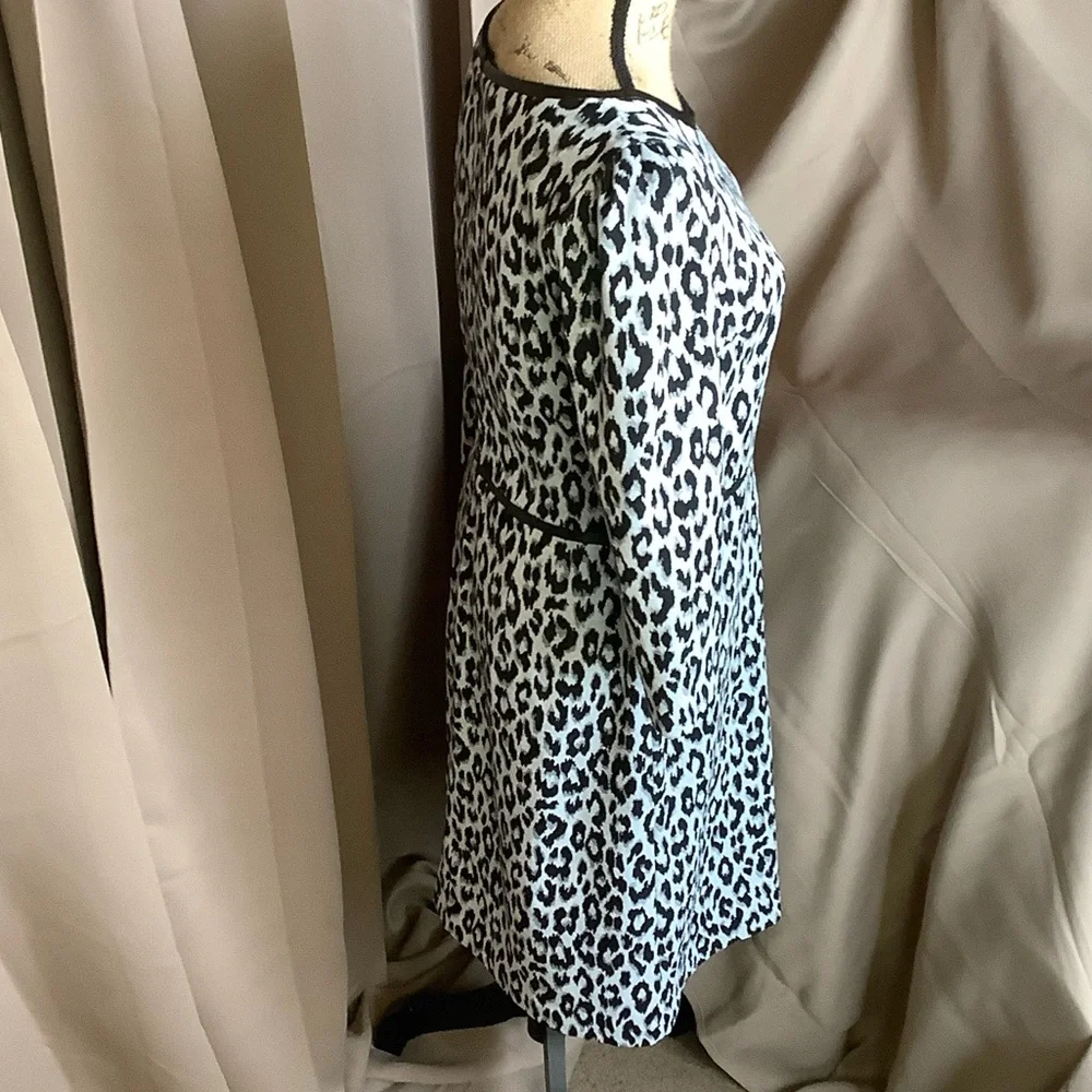 Talbots Black and White Leopard Print Long Sleeve Dress - Picture 2 of 5